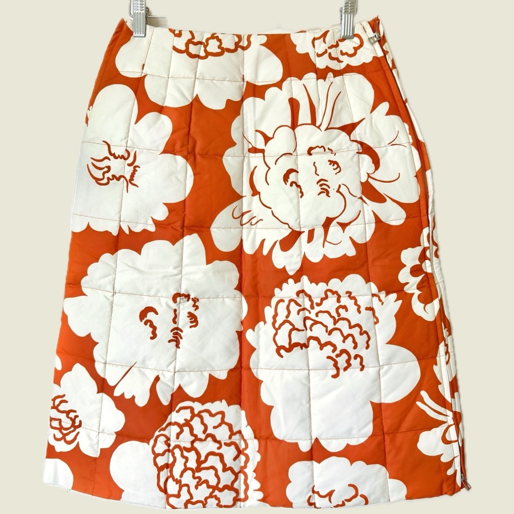 Marimekko A-Line Skirt in Orange and White Floral